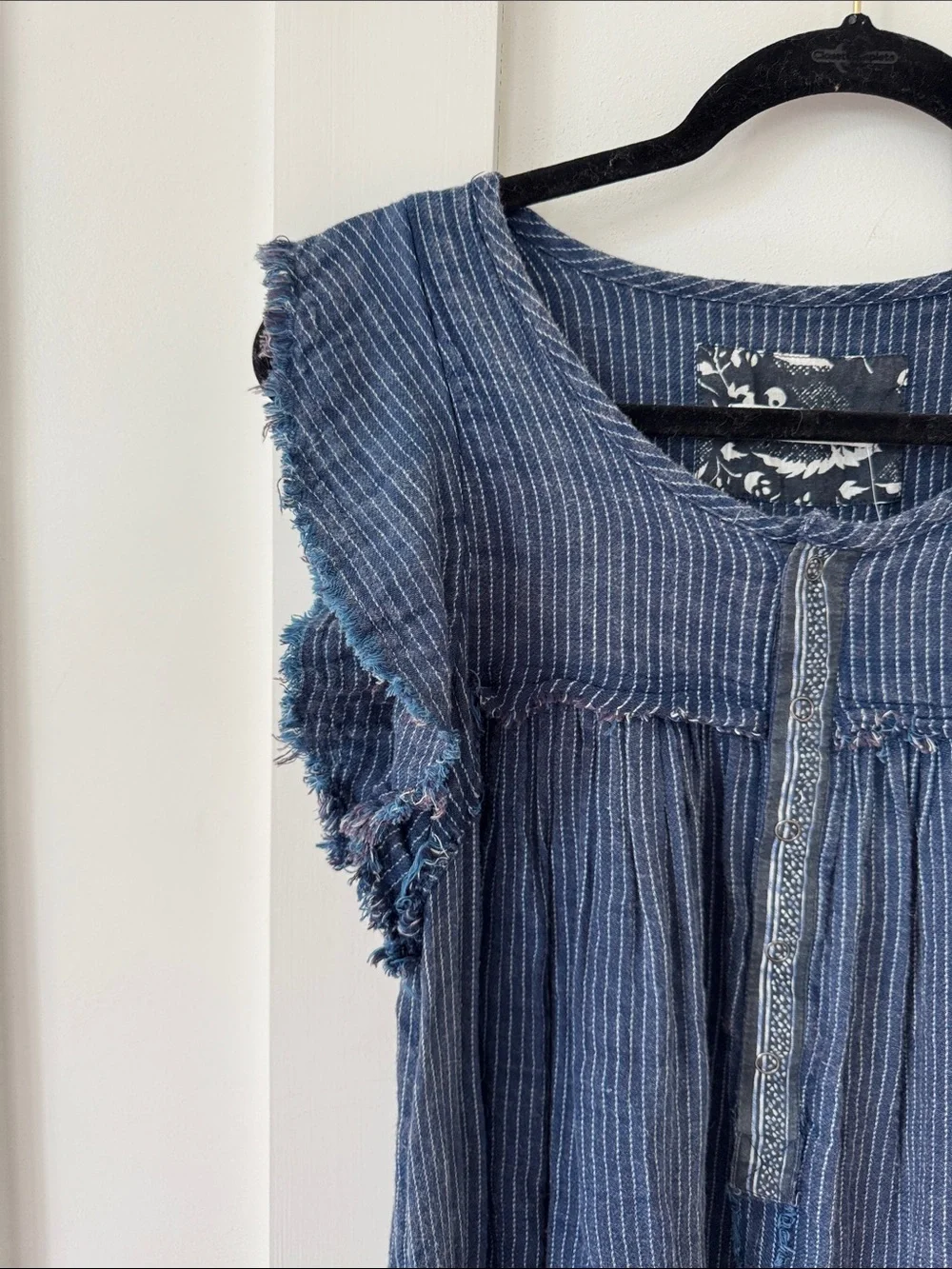 NWT Free People We The Free Blue Ridge Indigo Chambray Top Size XS